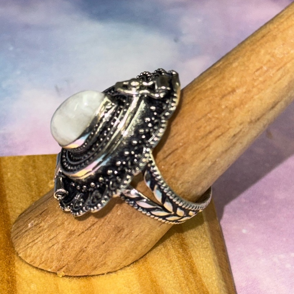 Moonstone Silver Poison Ring - image 4